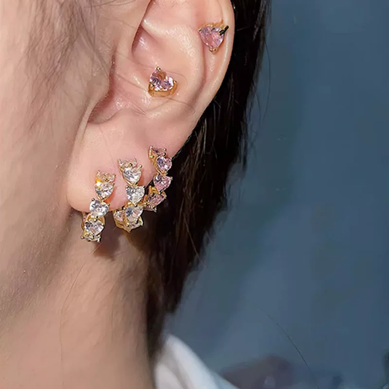 Small design earrings with zircon, high-quality style