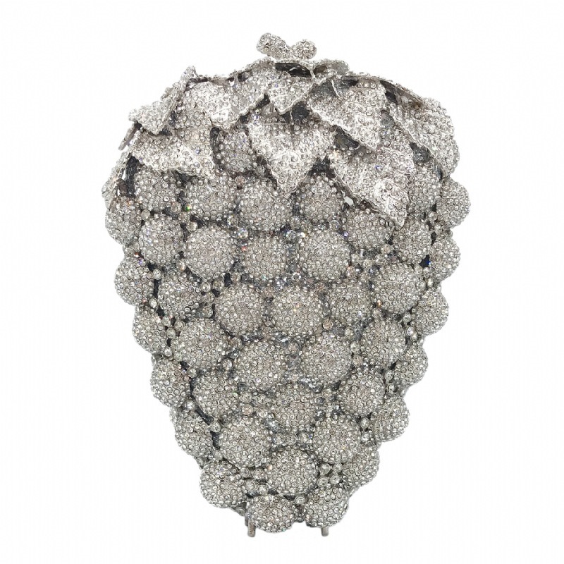 Seleccione estrictamente el nuevo paquete de cena de diamantes de uva, bolsas de metal llenas de diamantes transfronterizas, bolsas de vestido de banquete europeas y estadounidenses.
