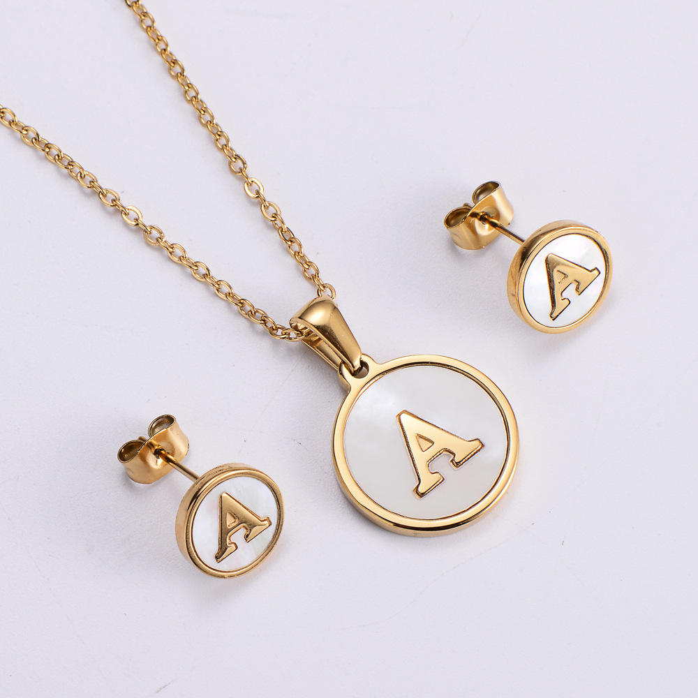Women'S Gender PVD Coated 18K Gold Plated Letter Stainless Steel Simple Style Waterproof Non Tarnish