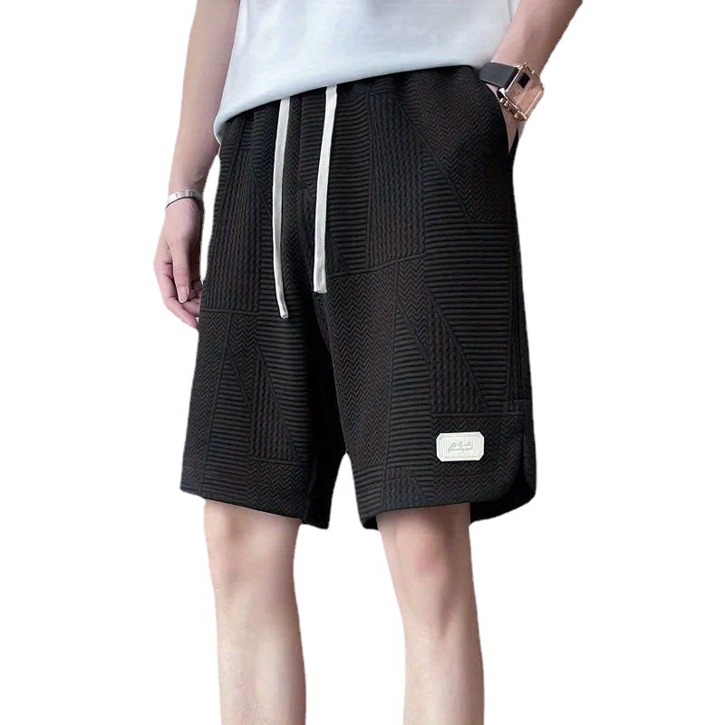 Pantalones cortos de patrón de onda diseño de los hombres sentido nicho casual de cinco puntos pantalones de playa verano marca de moda estadounidense Pantalones deportivos de calle alta
