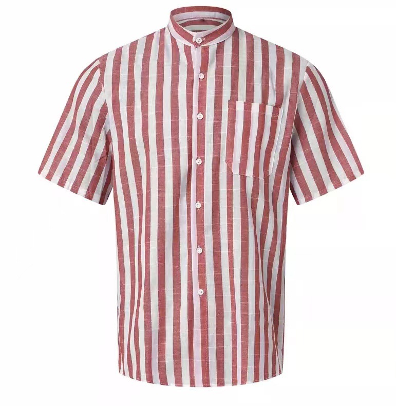 Amazon nuevos hombres de la moda de manga corta a rayas camisa de solapa de primavera y otoño camisa fuente de fábrica