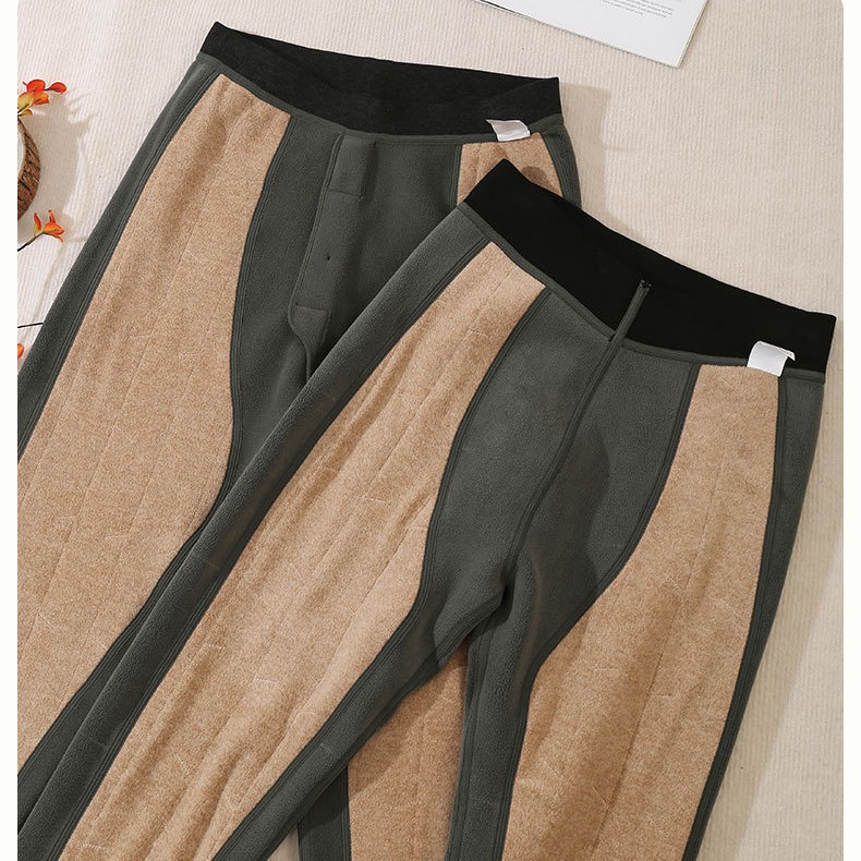 Men's Mink Velvet Long Knee Pads Thermal Pants Winter Thickeneded Autumn Pants Bottoming Cashmere Pants Fleece-Lined Underpants Feather Velvet Cotton Pants