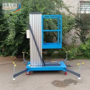 6.8m mobil hidravlik qaldırıcı, kiçik hava iş maşını, tək dirəkli alüminium ərintisi