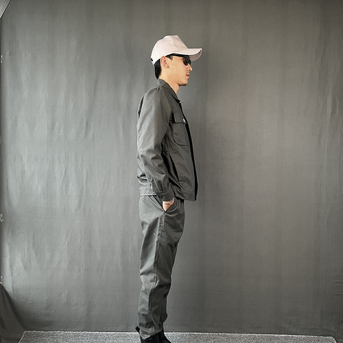 Work clothes men and women set spring and autumn wear-resistant printed words construction site auto repair labor protection suit workshop breathable comfortable factory clothes 