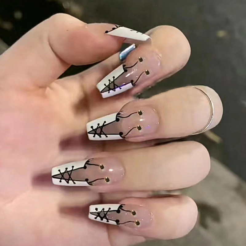 Grey Gradient Strap Wear Nail Patch Popular at Home and Abroad Nail Patch Internet Celebrated Long Sweet Cool Style False Nail Patch Grey Gradient Strap Wear Nail Patch Popular at Home and Abroad Nail Patch Internet Celebrated Long Sweet Cool Style False Nail Patch