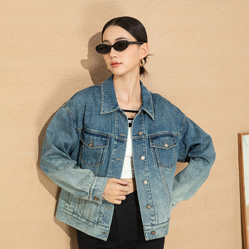 Xingge Vintage Denim Jacket for Women 2025 Autumn New Versatile Petite Loose Bf Lazy Casual Jacket Trendy