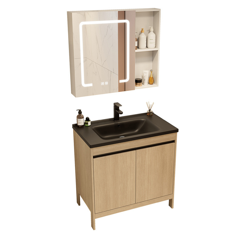 Color tronco espacio de aluminio gabinete de baño combinación de cerámica negra una bañera de baño tipo piso lavabo piscina balcón