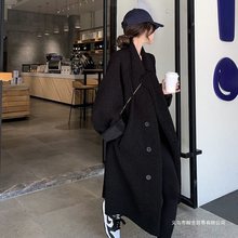 2025冬季新款韩版气质感羊羔毛外套女宽松过漆中长款呢子大衣