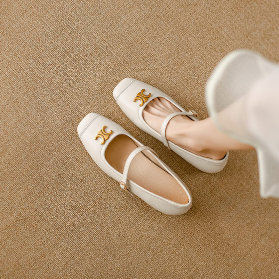Cowhide Edition ~ Genuine Leather French Evening Style Elegant Small Leather Shoes Women's 2024 New Inner Height Increase Retro Mary Jane Single Shoes