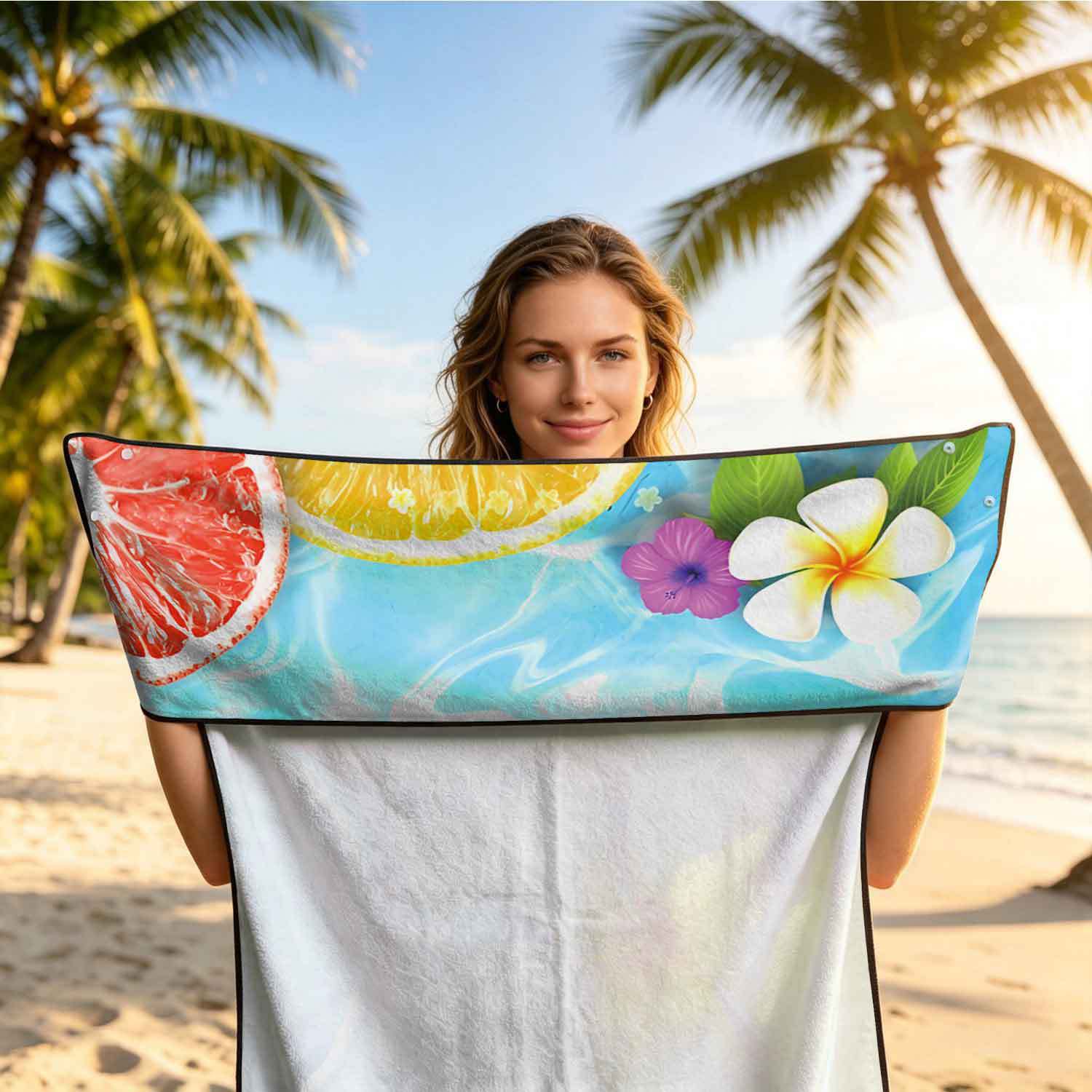Printed bath towel and car seat cover 2-in-1, ultra-fine fiber outdoor beach and car dual-use universal seat cushion