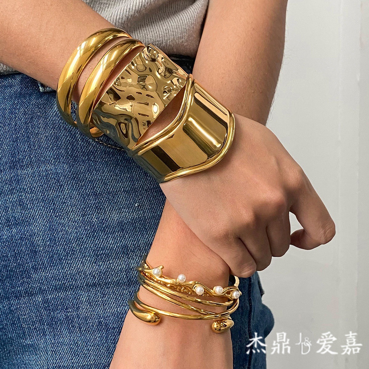 Pulsera de Acero de Titanio Jieding, No se Destiñe, Pulsera de Oro de 18k, Joyería de Acero Inoxidable, Joyería de Estilo Europeo y Americano para Mujer, Pulsera.