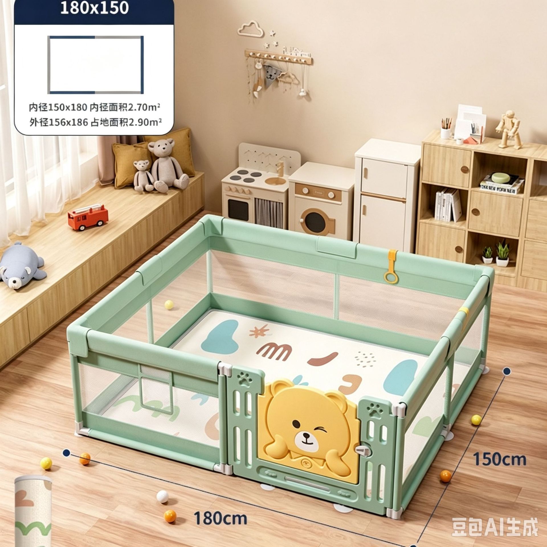 Corralito de Seguridad para Bebés de Tela De Seguridad para Casa image 1