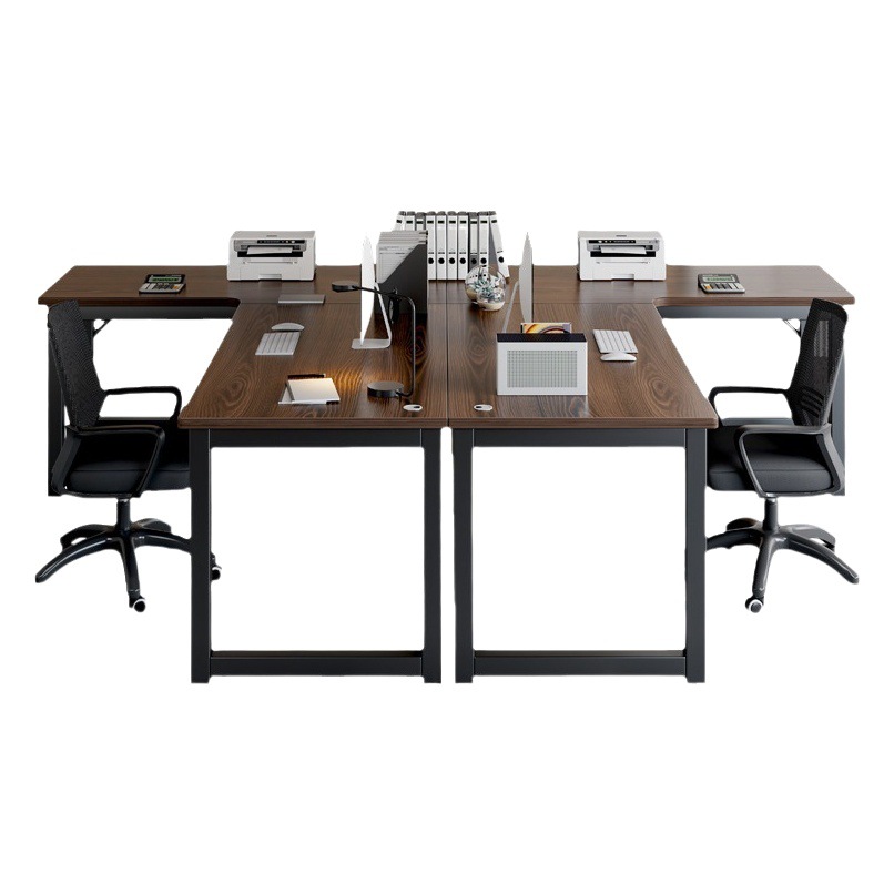 Escritorio de esquina Estación de personal minimalista mesa de oficina y silla combinación simple moderno asiento doble sentado mesa de personal