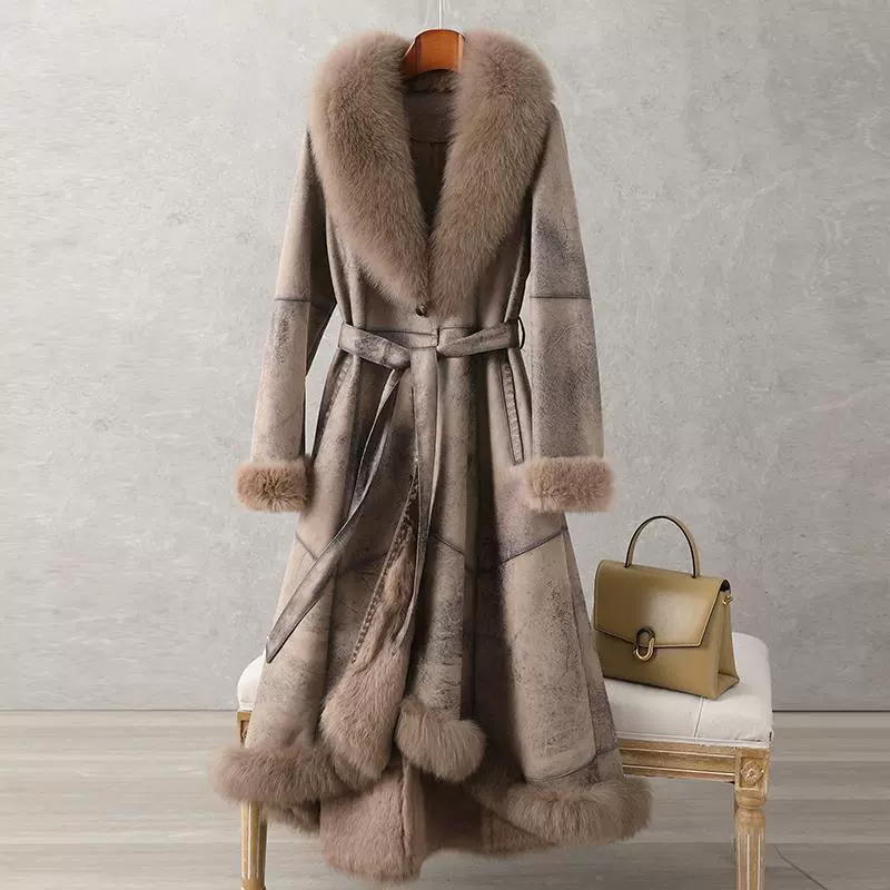 Длинная куртка, натуральная кожа, средняя длина, Slim fit