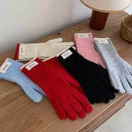 韩版时尚针织保暖手套可爱户外加厚户外触屏防寒羊毛学生御寒手套