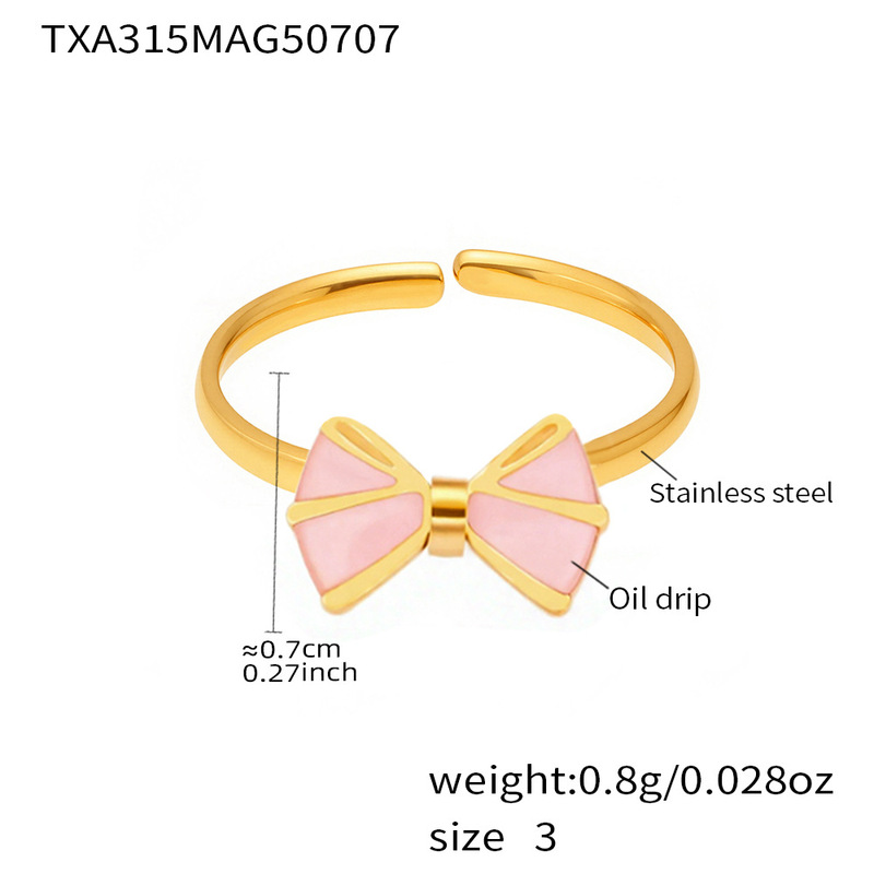 Xinyixinxin ステンレス鋼の新しい子供用ジュエリーピンクのリボンイヤリングリングブレスレットネックレスアンクレットセット|undefined