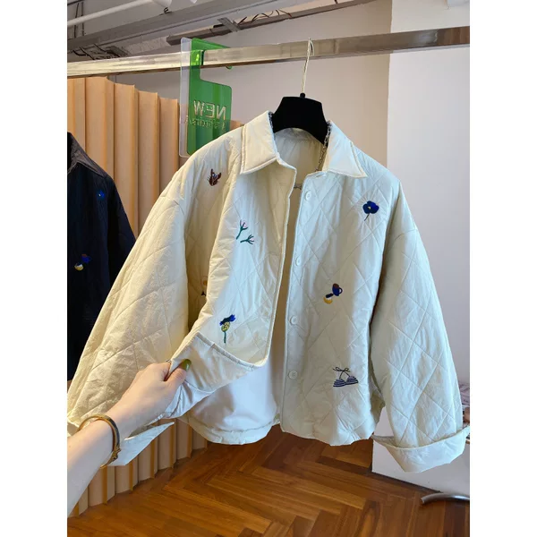 Korean Style Super Nice Quilted Jacket for Women 2025 New Loose Age-Reducing Quilted Quilted Lightweight Shirt Cotton Jacket