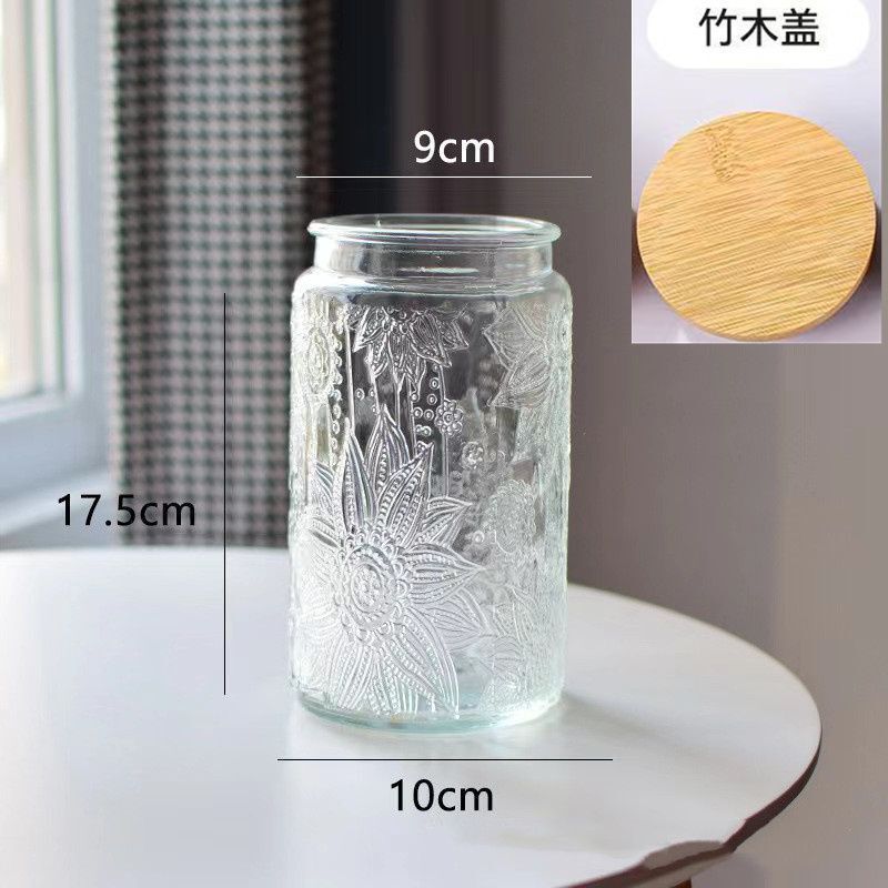 雕花海棠玻璃密封储物罐厨房家用干果零食大容量收纳喜糖罐食品级|undefined