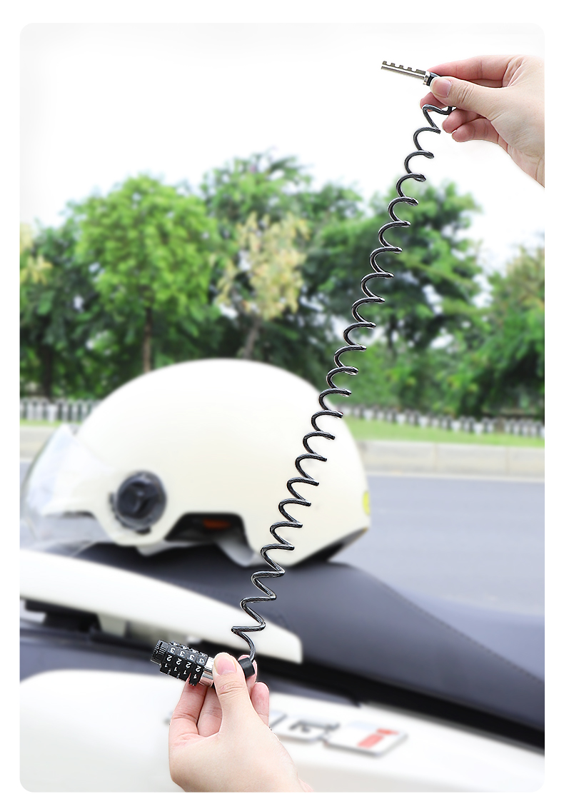 Suitable for Motorcycle Helmet Lock, 4-Digit Password Steel Wire Lock, Alloy Steel, Electric Vehicle Bicycle Helmet Anti-Theft Steel