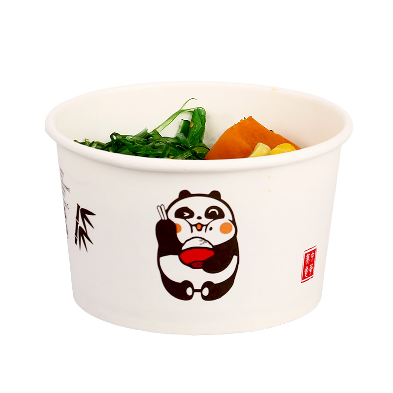 Tazón desechable de papel, tazón engrosado, caja de comidas empaquetada, tazón de fideos de infusión doméstico, tazón comercial, conjunto de palillos, caja de comidas de 100 Hanhe