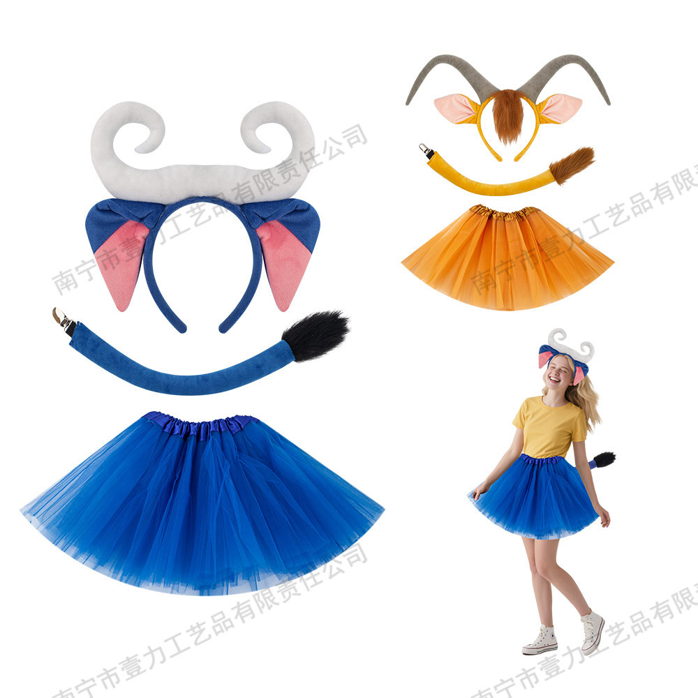 Fuente transfronteriza de niños antílope cuerno orejas bandas de cabello maquillaje baile espectáculo tocado de cuerno de toro lindo animal bandas de cabeza