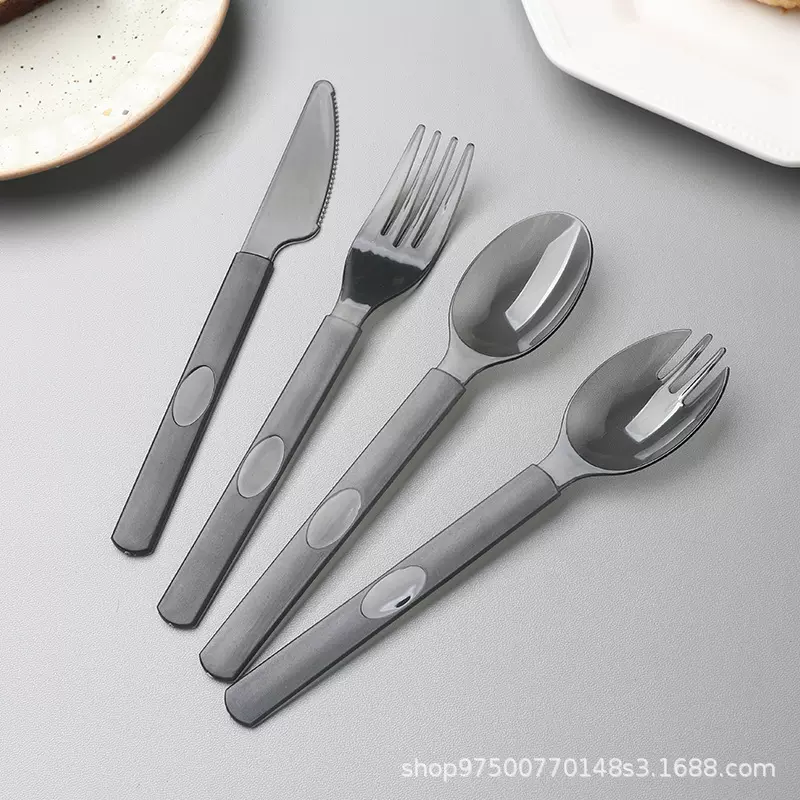 一次性高档美式西餐勺独立包装沙拉轻食西瓜叉勺商用加厚塑料外卖