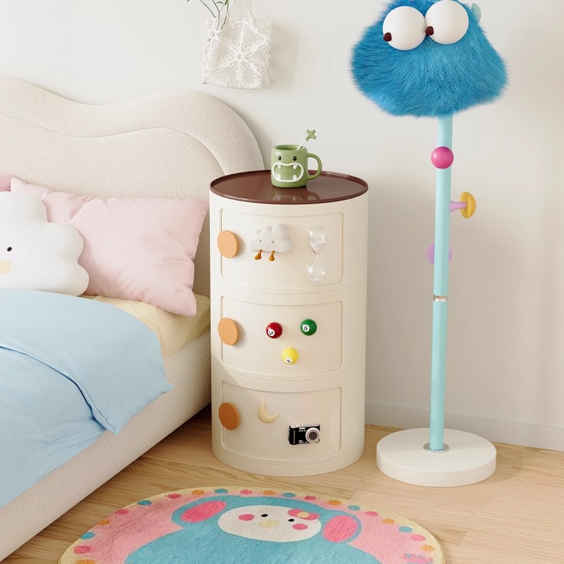 Round Bedside Table Storage Cabinet Internet Celebrity Home Bedroom Small Side Table 2025 New Creative Simple Storage Rack