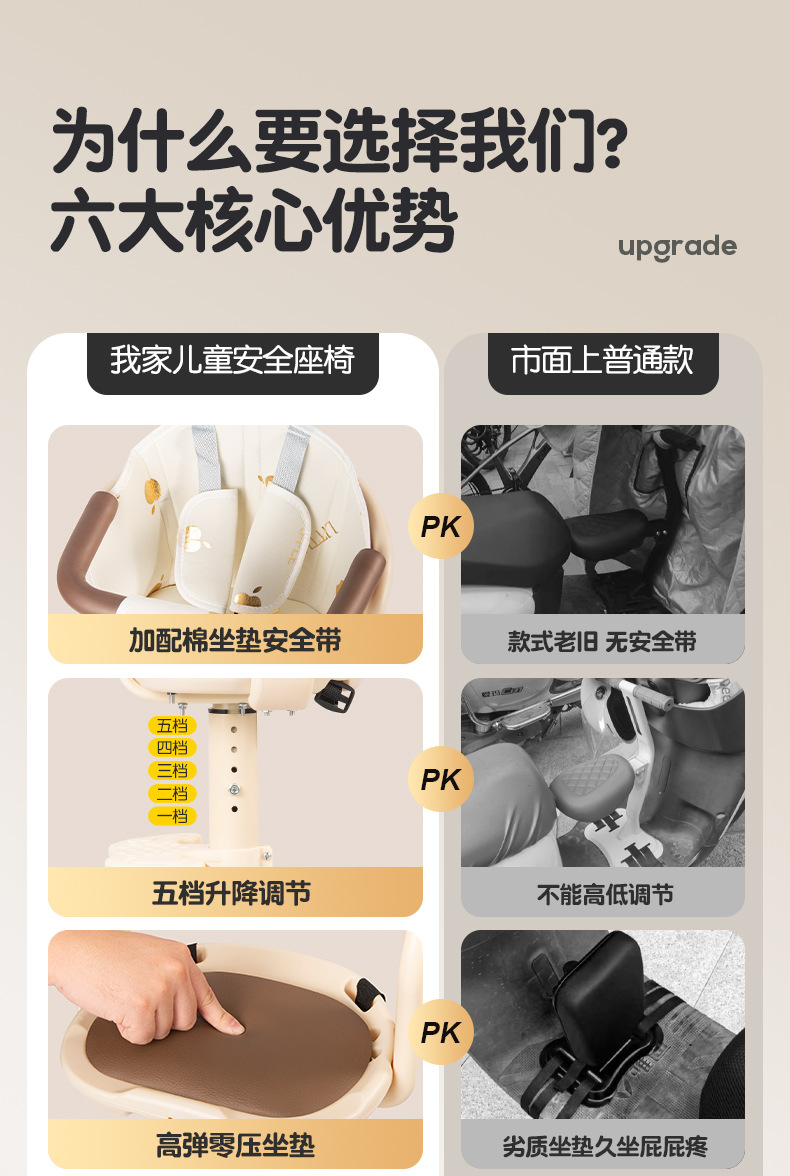 Suitable for Electric Vehicle Front Child Seat Pedal Battery Car Motorcycle Baby Seat Baby Child Safety