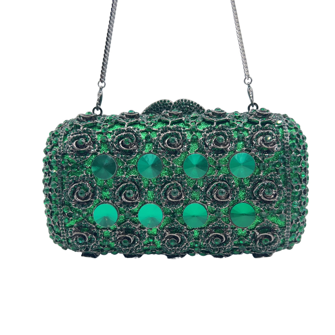 Túi clutch nữ đính đá pha lê dạ hội cao cấp — Xanh bạc, xanh lá cây, Tùy chỉnh màu khác chi tiết 5