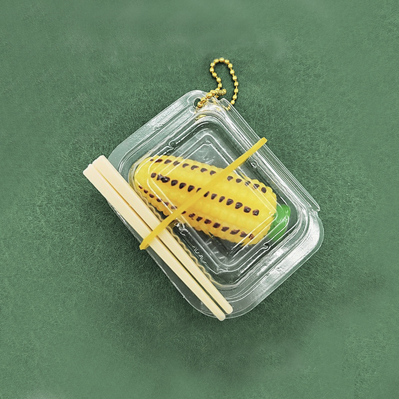 Creative Simulated Corn Chopsticks Keychain Boxed Bento Pendant Bag Pendant Jewelry Gift Keychain
