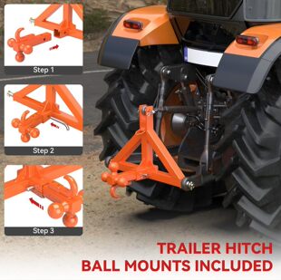 3.2" Trailer Hitch Receiver with Towing Ball Hitch Heavy Duty Tractor Tow Bar Quick Hitch Attachment