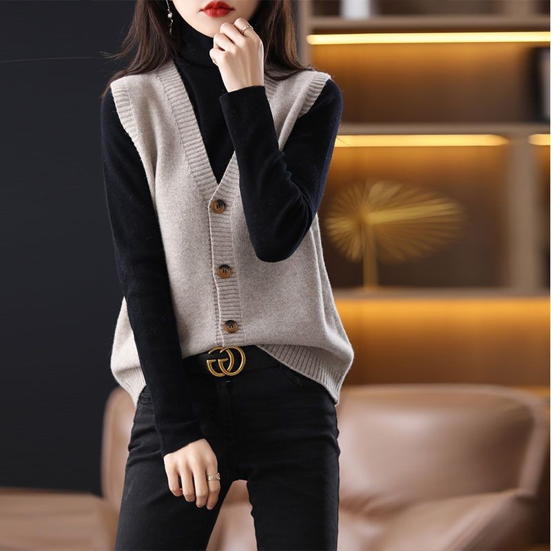Suéter de punto chaleco cardigan Top principios de primavera otoño 2024 nuevas mujeres populares Chaleco de desgaste exterior chaleco