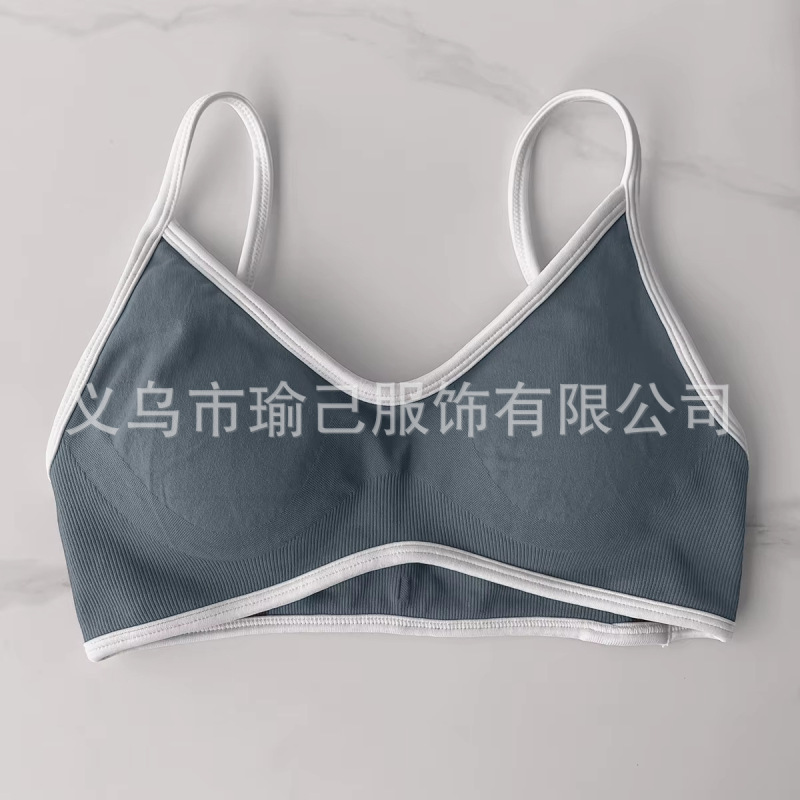 跨境新款撞色吊带运动内衣户外健身瑜伽上衣运动背心防震瑜伽文胸|undefined