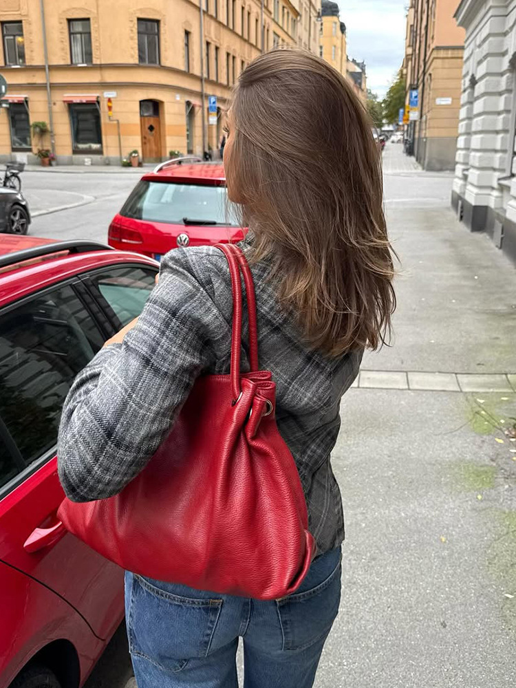 Abrigo Corto de Lana con Estampado a Cuadros Poliéster Térmico para Otoño e Invierno