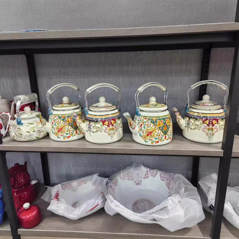 Enamel enamel tea kettle kung fu teapot household large single pot high temperature resistant tea set induction cooker open fire heating Enamel enamel tea kettle kung fu teapot household large single pot high temperature resistant tea set induction cooker open fire heating