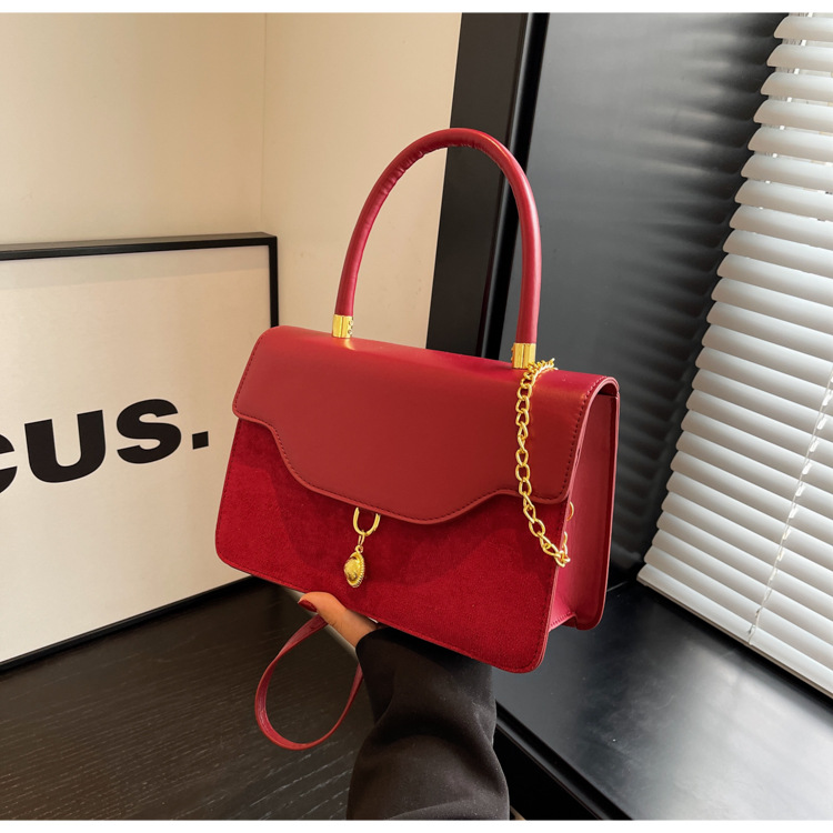 Borsa a tracolla in velluto rosso retro piccola borsa a mano sposa_voghion.com
