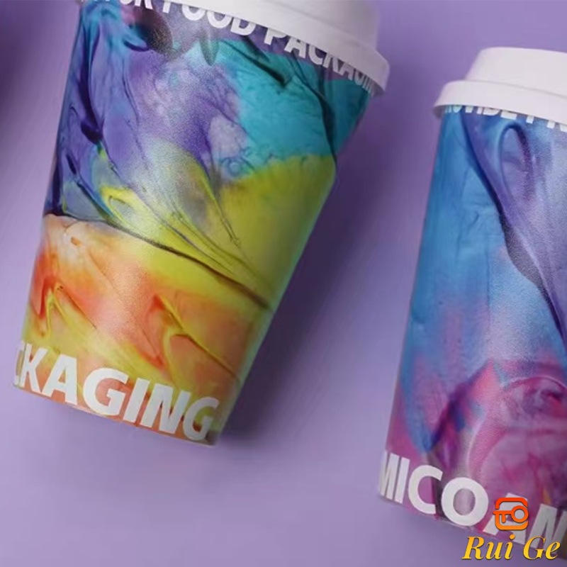 90口径360ml膜内贴杯咖啡杯一次性加厚高颜值PP注塑杯商用可LOGO