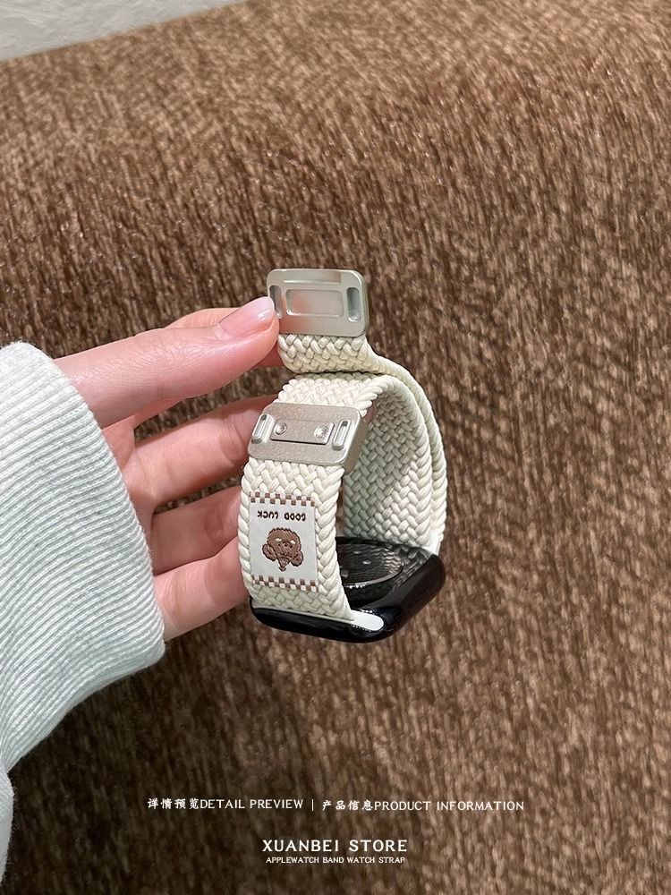 The top hat bear woven watch strap is suitable for the autumn and winter breathable Apple Watch s10 strap, Apple Watch 9/SE7 undefined