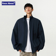 NASA高街短款潮流立领飞行夹克男春秋新款美式复古痞帅百搭棒球服
