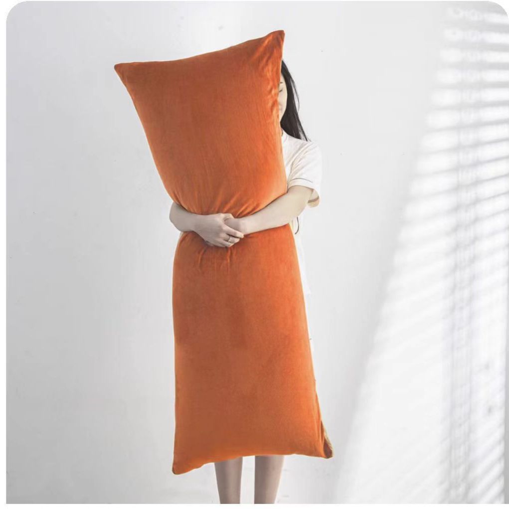 Velvet Long Pillow Cover Sofa Living Room Long Bed Pillow Double Nap Backrest Rectangular Core-Free