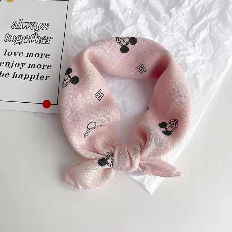 春夏のコットンとリネンのベビープリントかわいい暖かいスカーフ子供用防風スカーフ春と秋の薄いコットンとリネンのスクエアスカーフ唾液|undefined