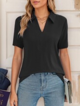 D 63750 Casual Solid Color Short Sleeve T-Shirt ��ɫ����T��