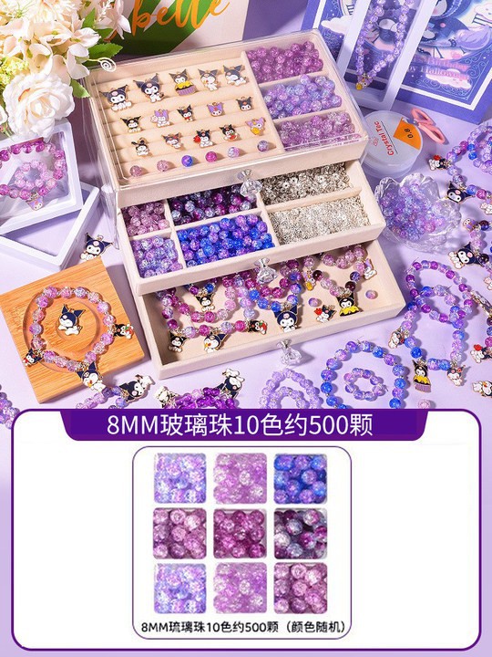 Kit de materiales para manualidades con cuentas para niñas, para hacer collares, pulseras y accesorios de joyería.