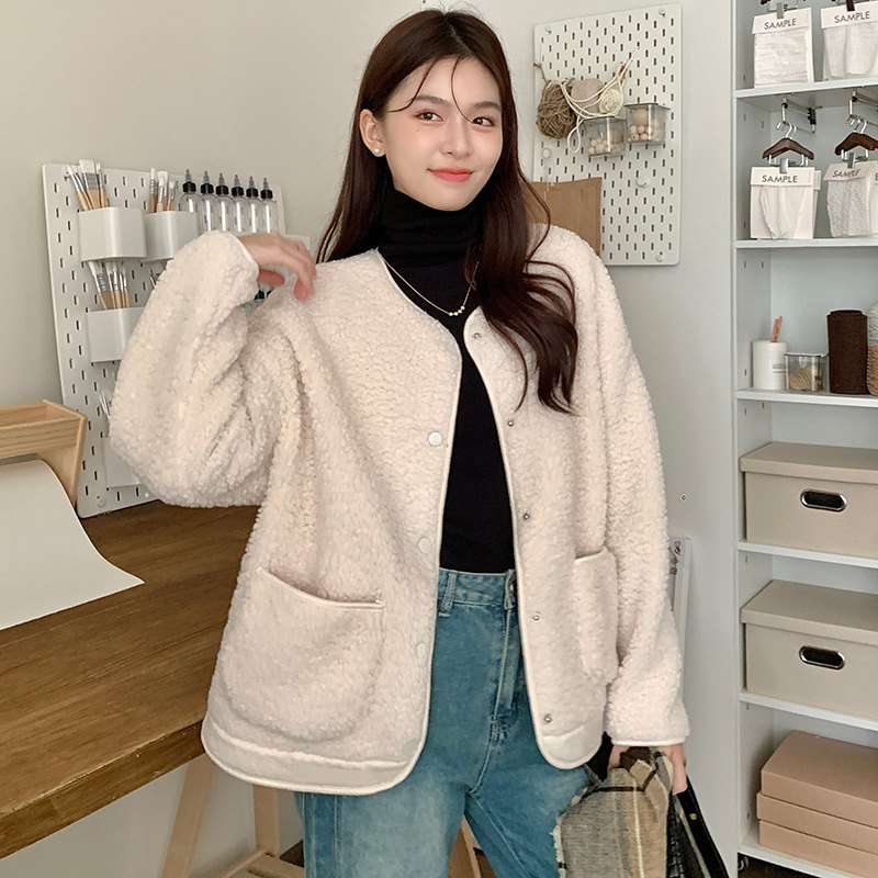 【Clearance Sale No Returns/Exchanges】Autumn and Winter Lamb Wool Chanel-Style Jacket Winter Short Cardigan Top for Petite Sizes