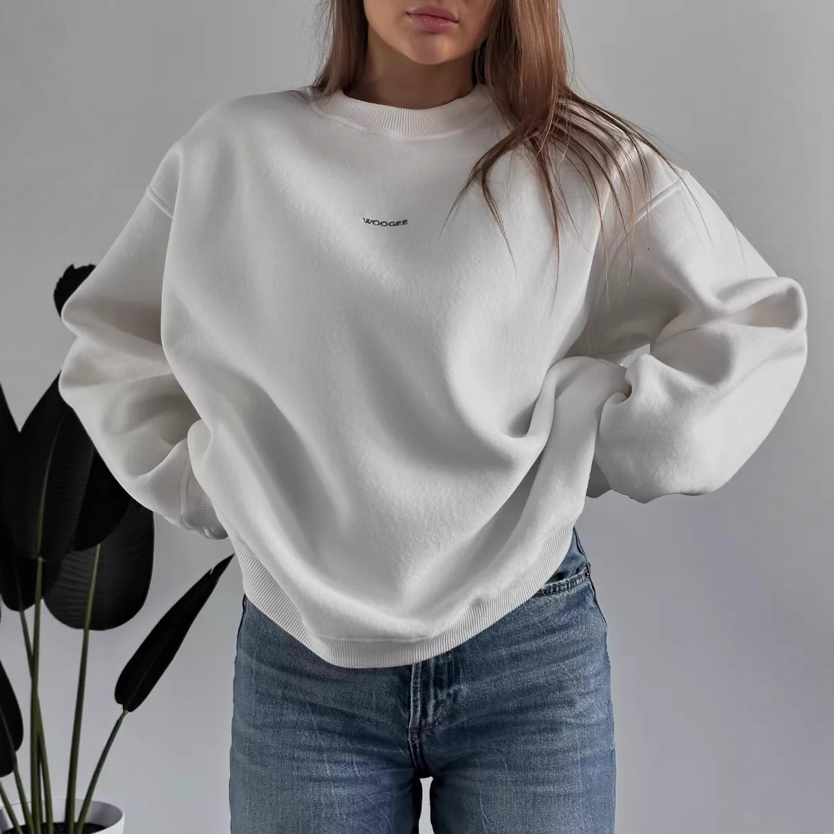 American Retro Trendy Brand European and American Style Artistic Personality Simple Printed Versatile Commuter Lazy Style Round Neck Sweatshirt Top