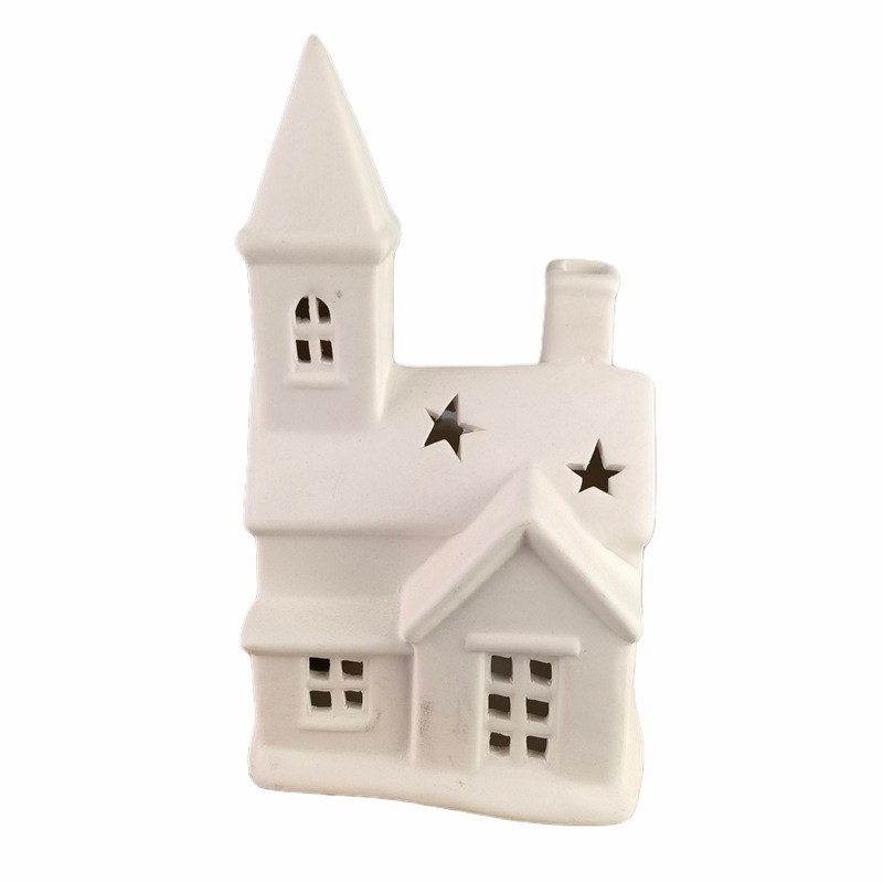 Decoración de casa de cerámica Candelabro de cerámica de Navidad Casa de porcelana blanca creativa Regalo de Navidad Decoración de cerámica