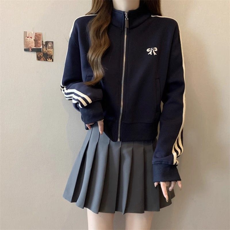 安可拉红色立领正肩卫衣外套大码女装2025春秋胖mm小个子短款上衣|undefined