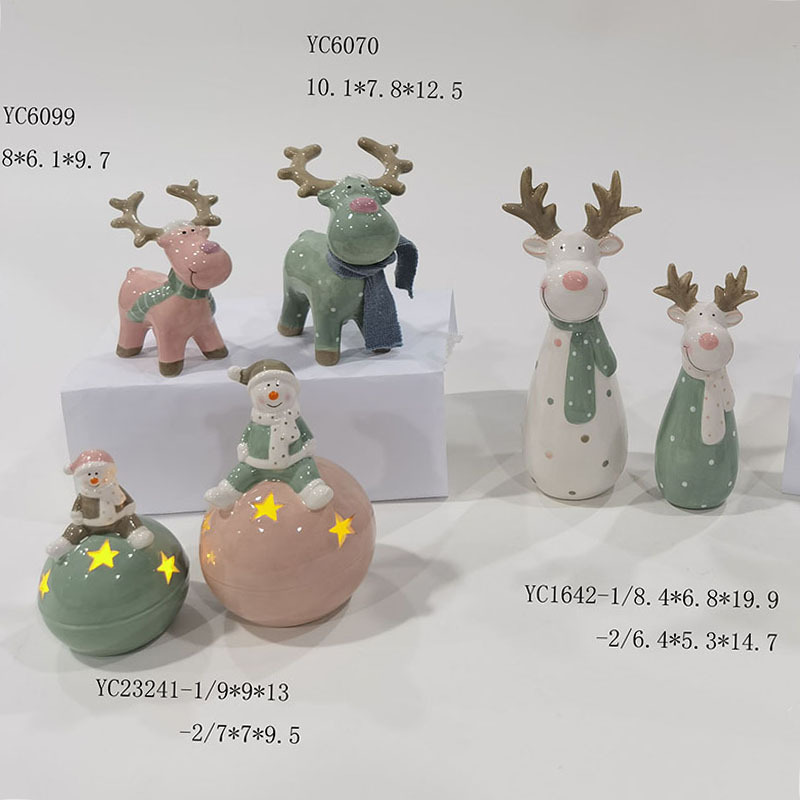 跨境圣诞节LED小鹿景观装饰圣诞镂空陶瓷摆件装饰品带光定制[快照
