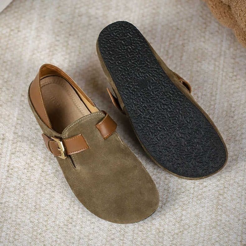 Zapatos de mujer Bocken con suela suave, primavera y otoño nuevos zapatos de Lefour con un pedal redondo con una sola cabeza, Bocken con suela plana, zapatos Bean