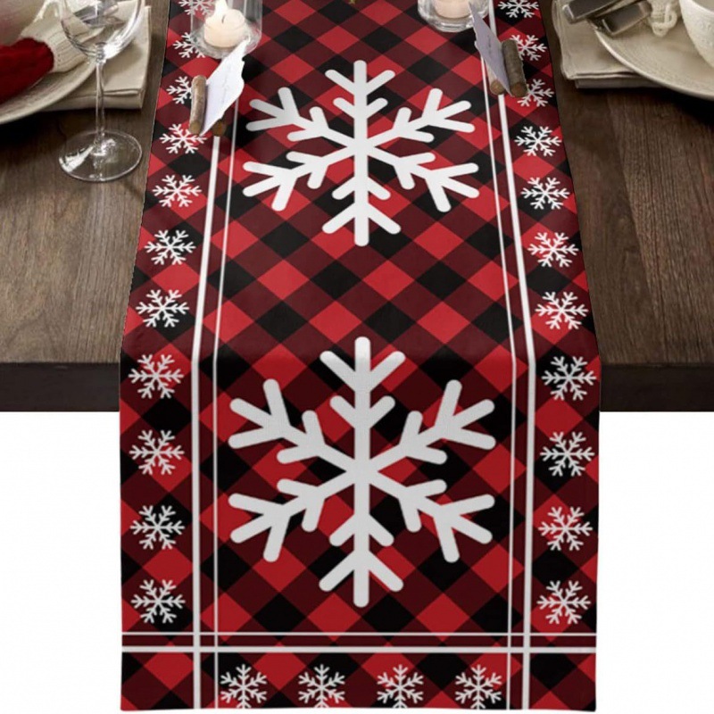New innovative Christmas snowflake decoration table runner linen durable and strong table cloth anti fouling cross border dedicated table cloth_voghion.com